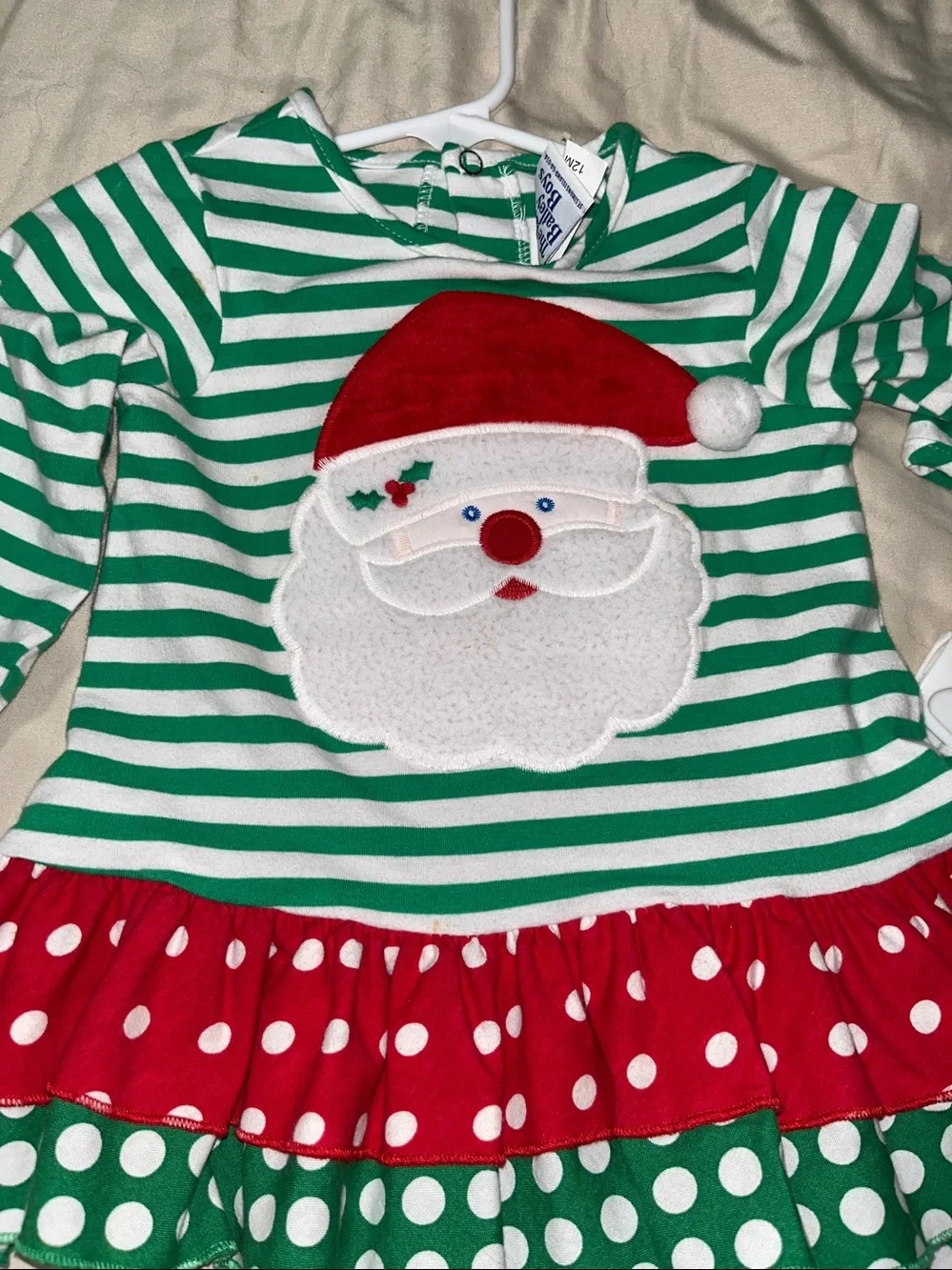 Vintage Bailey Boys 2pc SANTA Outfit tunic ruffle pant 💯 cotton